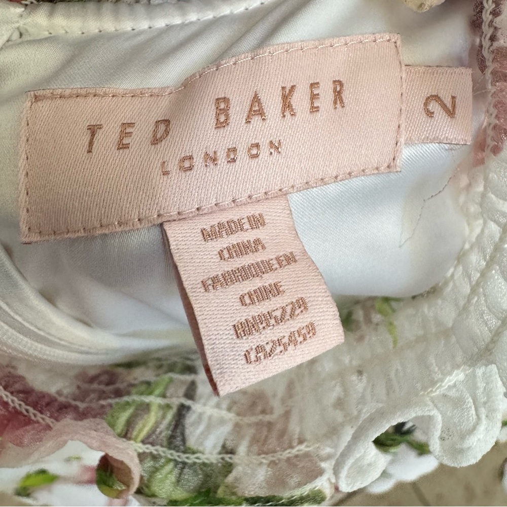 Ted Baker Beccaa Harmony Ruffle Bow Neck Dress with a floral print Size 2 - Picture 4 of 6